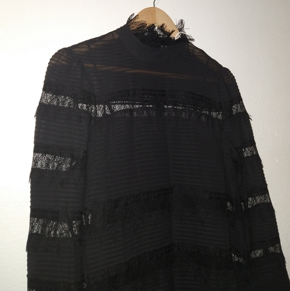 NWT FRAME Nora Black Lace Mini Dress - Picture 7 of 13